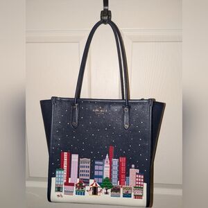 Kate Spade Navy Blue Cityscape Tote Bag